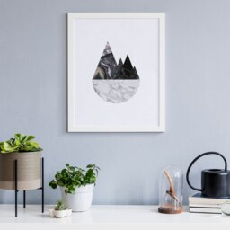 Marble Mountains Poster, Wall Decor, Abstract Artwork, Monochrome Black & White Art, Minimalist Mountain, Scandi Poster - thumbnail 2