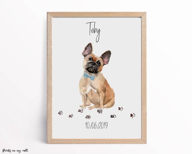 Personalized French Bulldog Print, Dog Wall Art - image 1