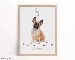 Personalized French Bulldog Print, Dog Wall Art - thumbnail 1