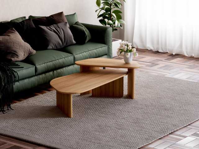 Nesting Coffee Tables - Modern Set Solid Wood Table Minimalist Of 2 Tables - image 1