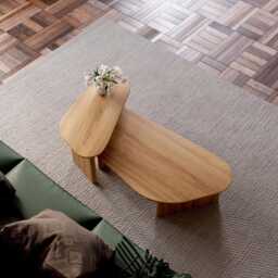 Nesting Coffee Tables - Modern Set Solid Wood Table Minimalist Of 2 Tables - thumbnail 3