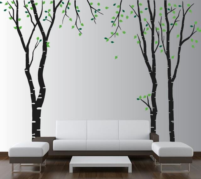 Large Wall Birch Tree Decal Forest Kids Vinyl Sticker Removable With Leaves Branches 1119 - 8 Foot Tall - image 1
