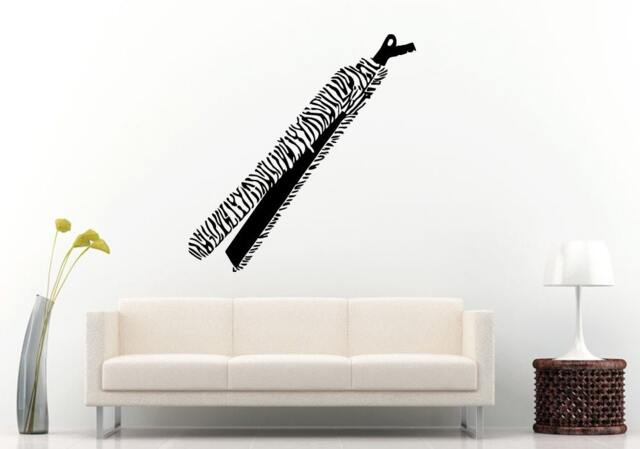 Flat Iron Tool Device Equipment Zebra Design Like Unique Barber Salon Spa Wall Decal Vinyl Sticker Mural Room Decor L816 - image 1