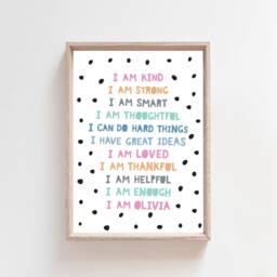 I Am Print, Positive Affirmation Inspirational Quote, Girls Bedroom Prints, Nursery Poster, Wall Art - thumbnail 3