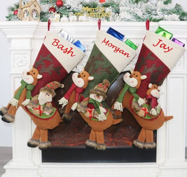 Personalized 3D Christmas Stockings Holidays Stocking-Present/Gift Collection Bag Monogrammed Stockings-9 Styles - image 1