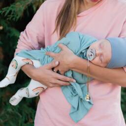 Bamboo Baby Swaddle Blanket Stretchy Knit, Usa Made - thumbnail 3
