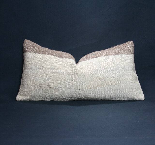 "Kilim Pillow, Wool Kilim Cousin From Anatolia , 30x60 cm, 12""x24" - image 1