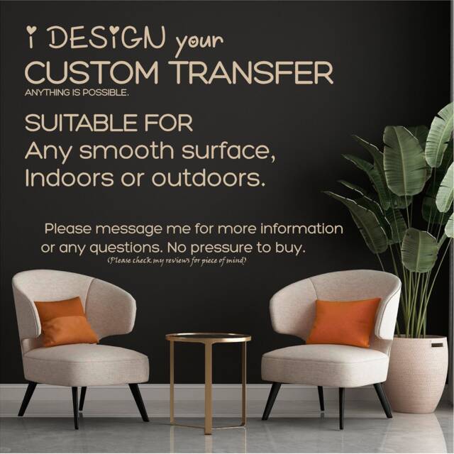 I Design Your Vinyl Transfer, Personalised, Custom Vinyl Wall Art, Sticker, Transfer, Decal, Mural, Home 36 Colours, Easy To Apply - image 1