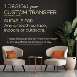 I Design Your Vinyl Transfer, Personalised, Custom Vinyl Wall Art, Sticker, Transfer, Decal, Mural, Home 36 Colours, Easy To Apply