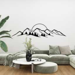 Mountain Metal Wall Art, Black Forest Landscape, Modern Rustic Decor - thumbnail 1