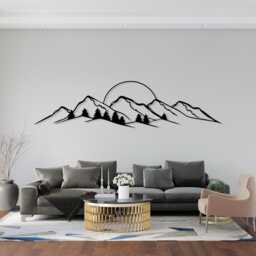 Mountain Metal Wall Art, Black Forest Landscape, Modern Rustic Decor - thumbnail 2
