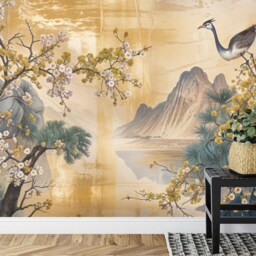 Chinoiserie Flower Tree Mural, Peel & Stick Wallpaper, Easy Install - thumbnail 3