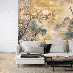 Chinoiserie Flower Tree Mural, Peel & Stick Wallpaper, Easy Install - thumbnail 2