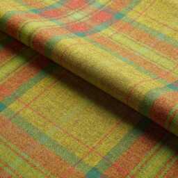 Green Check Shetland Wool Cushion - Olive Velvet Reverse Feather Filled Made in England - thumbnail 2