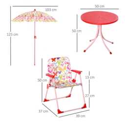 Kids Butterfly Picnic Table & Chair Set With Parasol - Outdoor Play Furniture - thumbnail 4