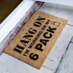 Fathers Day Door Mat - Funny Welcome Hang On I'm Working My Six Pack Custom Doormat Grandad Grandpa Papa Uncle - thumbnail 2