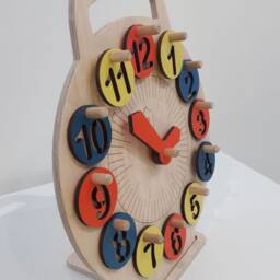 Lil House Kids Learning Clock Montessori Toy Educational Activity Preschool Learning Kids Gift Wooden Eco Clock - thumbnail 4