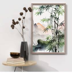 Watercolour Bamboo Landscape Print, Botanical Wall Art