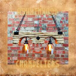 Wood Beam Chandelier- Lights - 2 Pendant Glass Shade Wooden Chandelier Rustic Farmhouse Hanging Lamp Indoor Lighting Ceiling