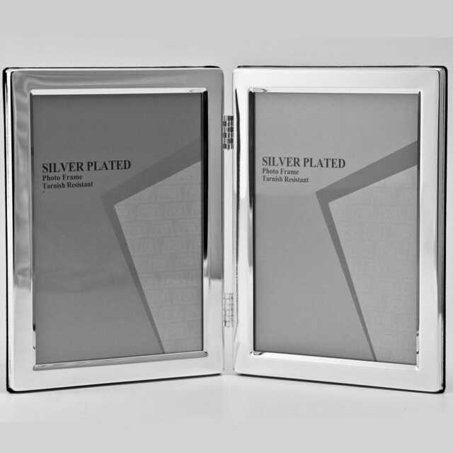 Personalised Silver Plated Double Photo Frame, Anniversary Gift - image 1