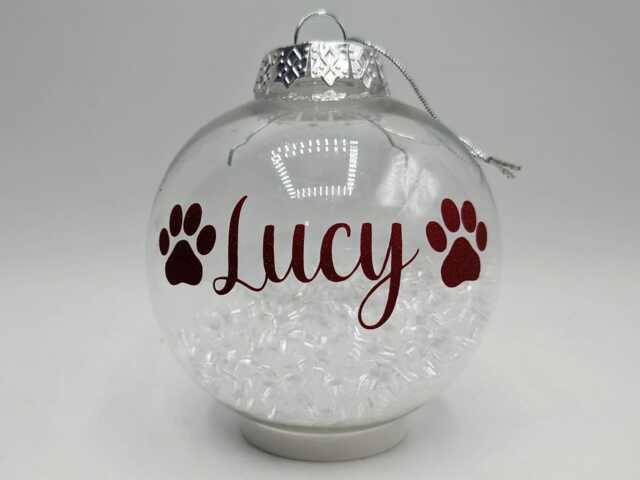 Personalised Pet Paw Bauble/Print Memorial Decoration Dog Christmas Gift Cat - image 1