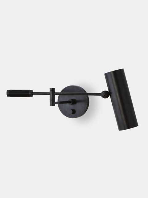 Mid Century Italian Black Brass Wall Sconce - Rotating Arm Reading Light - image 1