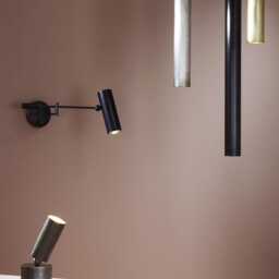 Mid Century Italian Black Brass Wall Sconce - Rotating Arm Reading Light - thumbnail 2