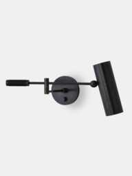 Mid Century Italian Black Brass Wall Sconce - Rotating Arm Reading Light - thumbnail 1
