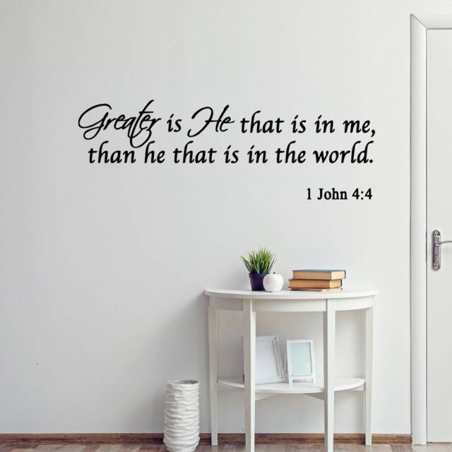 Greater Is He That in Me, Than He That The World Wall Decal Scripture Art Vwaq - image 1