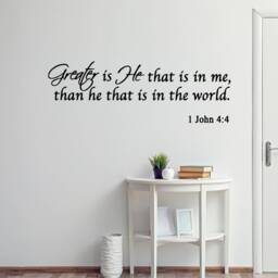 Greater Is He That in Me, Than He That The World Wall Decal Scripture Art Vwaq - thumbnail 1