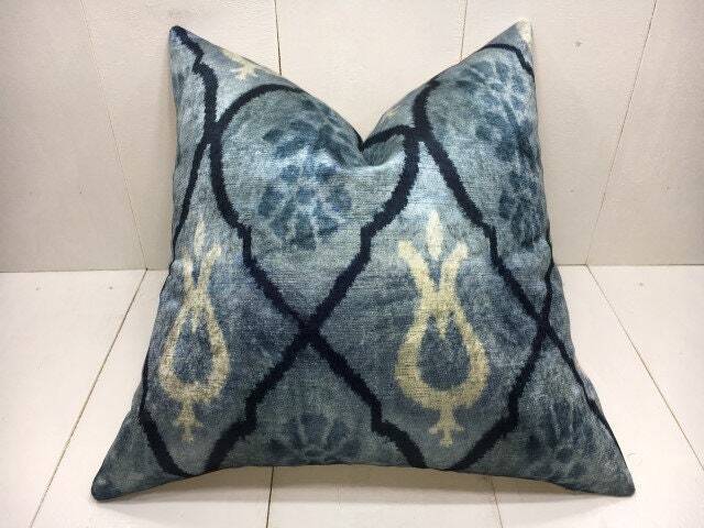 Handwoven Silk Ikat Pillow Cover 20x20, Decorative Cushion - image 1