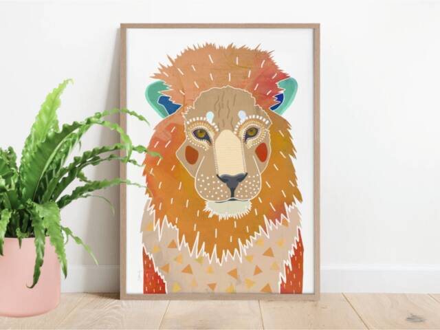 Lion Print, Animal Art Kids Room Boy Bedroom, Nursery Decor, Prints For Kids, Colourful Artwork, African Wildlife - image 1