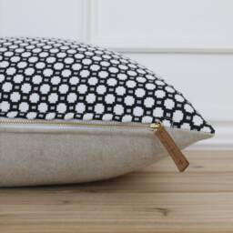 Black Dot Pillow Cover Farmhouse White Polka Textured Designer Accent Pillows Throw - Mak - thumbnail 2