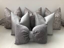 A Set Of 6 Grey Greige Silver Cushions Pillows Covers For Bed, Sofa & Chairs - The Couture Cushion No. 64
