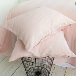 Quartz Rose Linen Pillow Sham With Zipper - Pink Pillow - White Decorative Heavier Weight - thumbnail 3