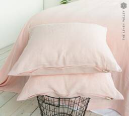 Quartz Rose Linen Pillow Sham With Zipper - Pink Pillow - White Decorative Heavier Weight