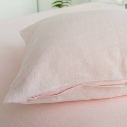 Quartz Rose Linen Pillow Sham With Zipper - Pink Pillow - White Decorative Heavier Weight - thumbnail 2