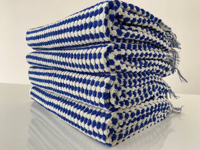 Personalized Organic Turkish Cotton Bath Towel, Blue Terry Towel - 36x70 - image 1