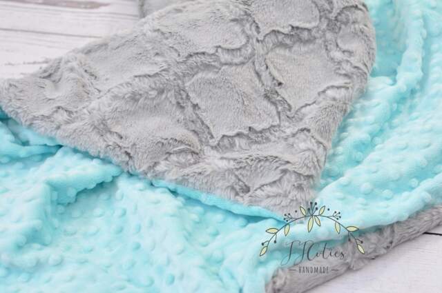 Personalized Baby Girl Blanket-Personalized Mint & Gray Crib Blanket-Mint Baby Blanket-Gray Minky Blanket - image 1