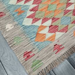 Large Runner Rug, Handmade Artisan Afghan Turkish Aztec Navajo Wool Kilim Rug 385x80 cm - thumbnail 2