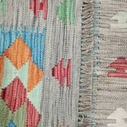Large Runner Rug, Handmade Artisan Afghan Turkish Aztec Navajo Wool Kilim Rug 385x80 cm - thumbnail 3
