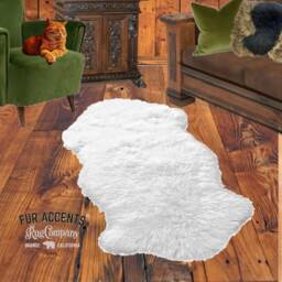 Ivory Faux Sheepskin Rug - Double Sheep Design, Animal Friendly - thumbnail 1