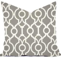 Outdoor Pillows Or Indoor Pillow Custom Cover - Shades Of Blue, Royal Grey Gray White Ikat Lattice Modern All Sizes - thumbnail 1