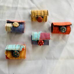Fabric Cord Tie Cable Organizer Pack Of 3 - Handmade Keepers, Holder, Cable Cord, Easy Hook Keeper - thumbnail 2