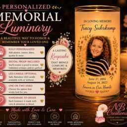 Personalized Memorial Luminary - Custom Photo, Name, Dates Sympathy Remembrance Gift - thumbnail 4