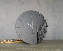 Shattered Oak Wood Wall Clock Modern Art Timepiece - 12 Inch
