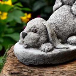 Concrete Cheerful Bunny Statue Stone Rabbits Figurine Cute Garden Sculpture Outdoor Cement Hare Decor Yard Ornament Animal Lover Gift - thumbnail 4