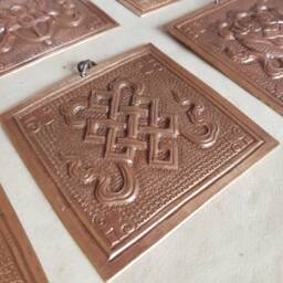Copper Ashtamangala Wall Hanging. Eight Auspicious Buddhist Symbols Tibetan Handmade - Small - thumbnail 3