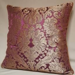 Lumbar Throw Pillow Rubelli Tebaldo Amethyst Silk Brocatelle Fabric Cushion Cover - Made in Italy - thumbnail 3