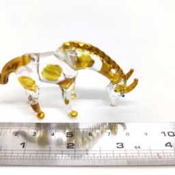 Giraffe Stoop Miniature Figurines Animals Hand Blown Glass Art Collectible Gift Decorate, Clear Gold - thumbnail 2